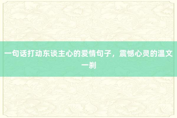一句话打动东谈主心的爱情句子，震憾心灵的温文一刹